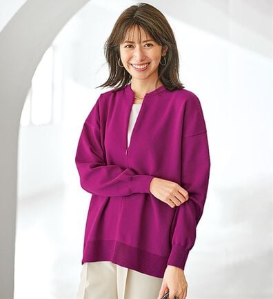 BELLUNA（ベルーナ）の「ハーフジップスポンディッシュニットプルオーバー（ニット・セーター）」