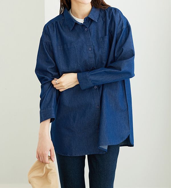 BELLUNA（ベルーナ）の「ポケット付デニムシャツチュニック（チュニック）」｜詳細画像