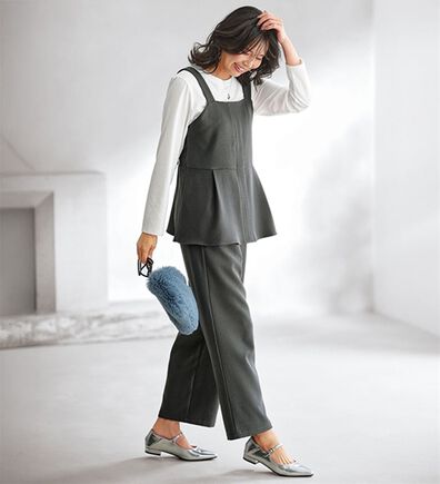 BELLUNA（ベルーナ）の「【2点セット】ウーリッシュ素材ビスチェセットアップ（セットアップ）」