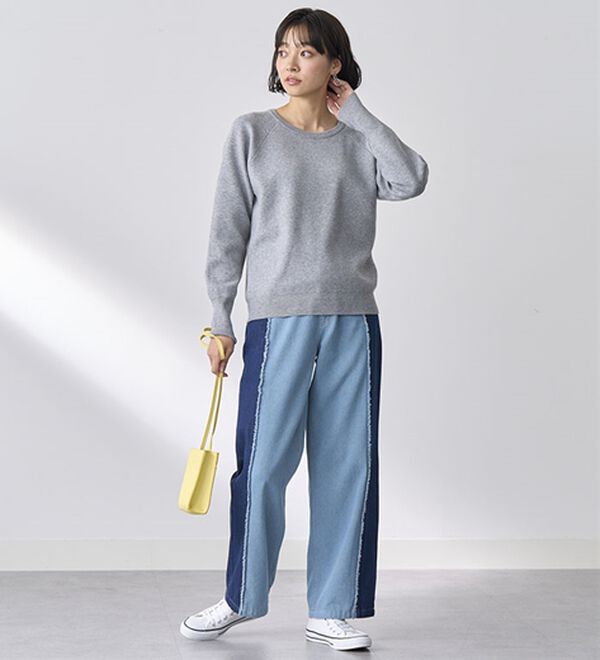 BELLUNA（ベルーナ）の「細見せ！フリンジデニムパンツ（フルレングスパンツ）」｜詳細画像