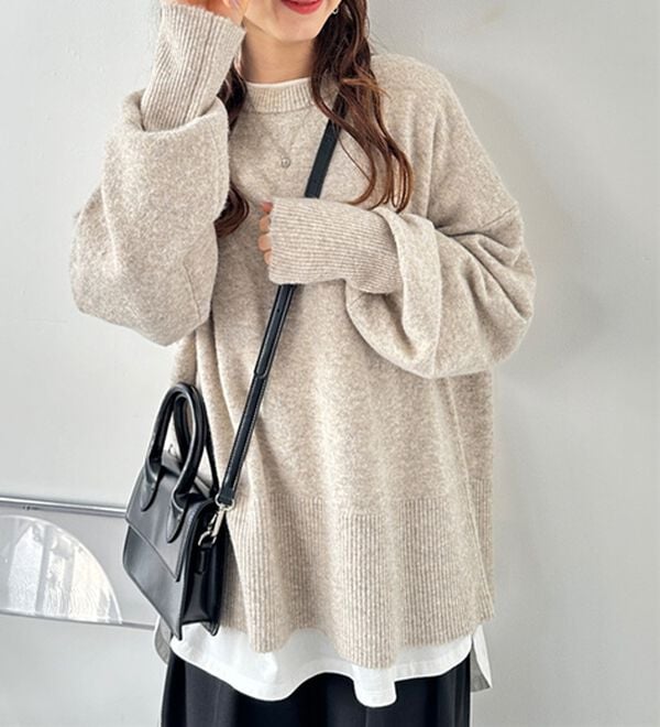 GeeRA（ジーラ）の「ゆるっと柔らか！袖ボリュームメランジニット（ニット・セーター）」｜詳細画像