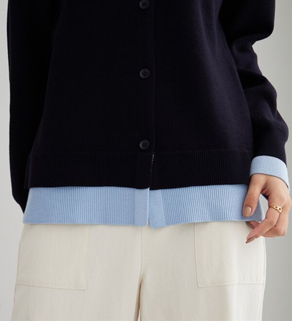 BELLUNA（ベルーナ）の「配色衿デザインニットカーディガン（ニットカーディガン）」｜詳細画像
