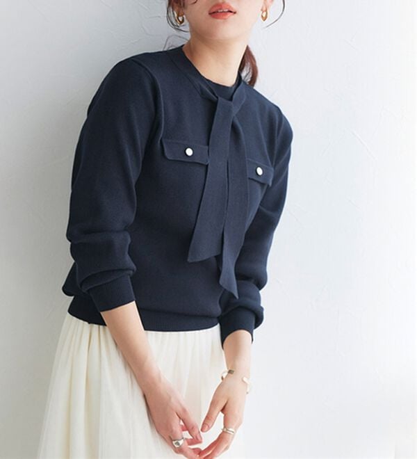 Pierrot（ピエロ）の「ボウタイポケットニット（ニット・セーター）」｜詳細画像