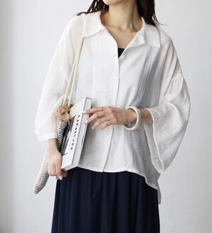 GeeRA（ジーラ）の「ワッシャーポプリンブラウス（ブラウス）」｜ホワイト