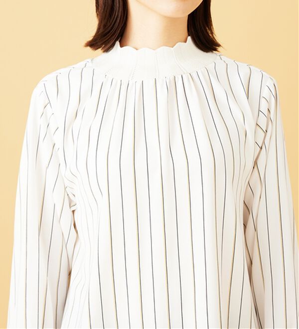 BELLUNA（ベルーナ）の「衿＆袖ニット使い美人顔ブラウス（ブラウス）」｜詳細画像