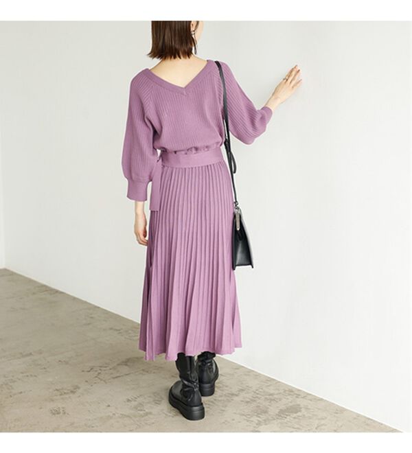 GeeRA（ジーラ）の「前後２ＷＡＹプリーツニットワンピース（ニットワンピース）」｜詳細画像