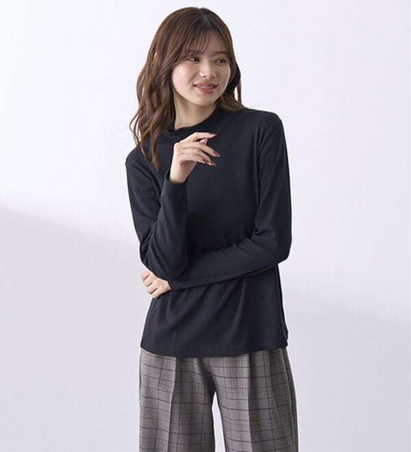 BELLUNA（ベルーナ）の「綿混リブハイネックプルオーバー（カットソー）」｜詳細画像