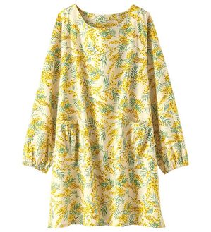 BELLUNA（ベルーナ）の「綿１００％素材おしゃれなかっぽうチュニック（パジャマ・ルームウェア）」｜ミモザ柄