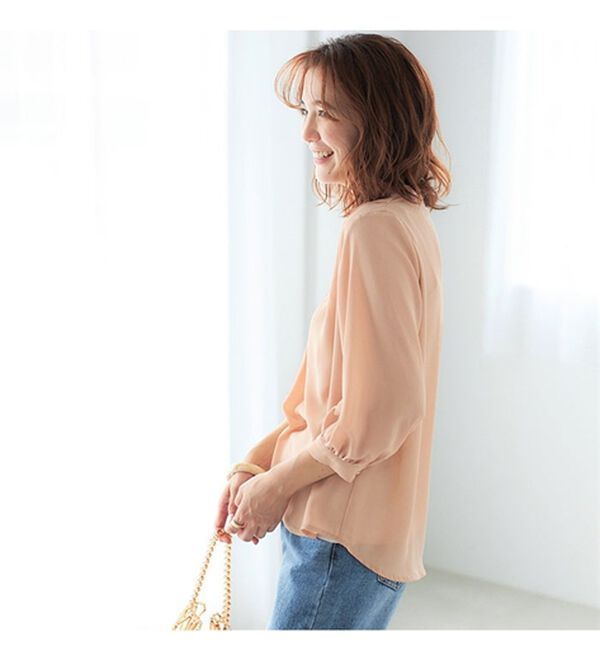 GeeRA（ジーラ）の「シルエットきれい！上品7分袖デザインブラウス（ブラウス）」｜詳細画像