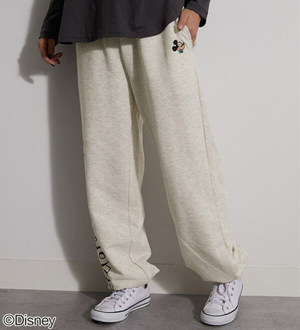 BELLUNA（ベルーナ）の「＜Ｄｉｓｎｅｙ＞【ミッキー】ロゴプリント裏起毛スウェットパンツ（ワイドパンツ・ガウチョ）」｜詳細画像