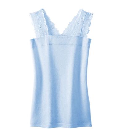 LAVIENNE（ラヴィエンヌ）の「【吸汗速乾】綿１００％前後２ｗａｙレース汗取りタンクトップインナー（肌着・インナーウェア）」