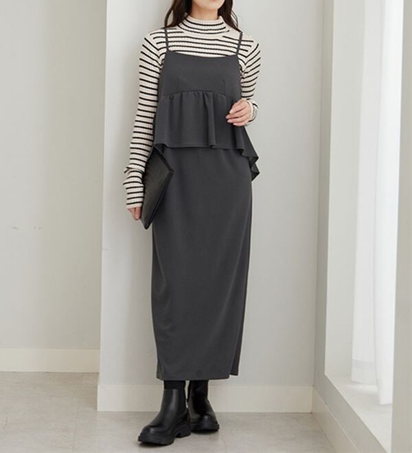 GeeRA（ジーラ）の「楽ちん！ペプラムキャミワンピース（カットソーワンピース）」｜詳細画像