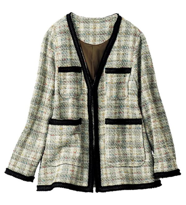 VINNO（ヴィノ）の「カットツイードジャケット風カーディガン（その他カーディガン）」｜詳細画像