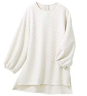 VINNO（ヴィノ）の「ボリューム袖ジャカードプルオーバー（カットソー）」｜ホワイト