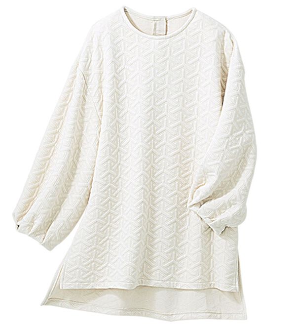 VINNO（ヴィノ）の「ボリューム袖ジャカードプルオーバー（カットソー）」｜ホワイト