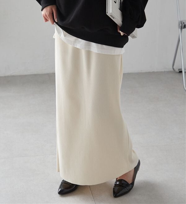 RANAN（ラナン）の「セルフカットリブロングナロースカート（ロングスカート）」｜詳細画像