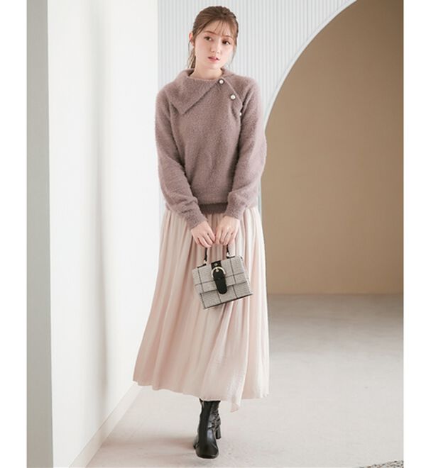 alotta（アロッタ）の「衿付パール調デザインシャギーニット（ニット・セーター）」｜詳細画像