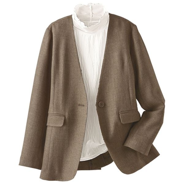 BELLUNA（ベルーナ）の「＜楽スタフィット＞ツイード調ノーカラージャケット（ノーカラージャケット）」｜詳細画像