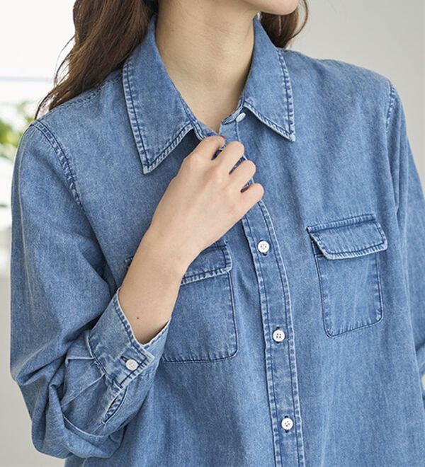 BELLUNA（ベルーナ）の「Ｇジャン未満の軽やかライトオンスデニムシャツ（シャツ）」｜詳細画像