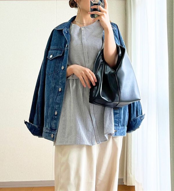 GeeRA（ジーラ）の「【華奢見え】羽織にもなる！ペプラムシャツチュニック（チュニック）」｜詳細画像