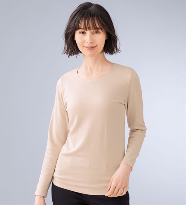 LAVIENNE（ラヴィエンヌ）の「もっとあったか！肌側綿クルーネックプルオーバー（肌着・インナーウェア）」｜詳細画像