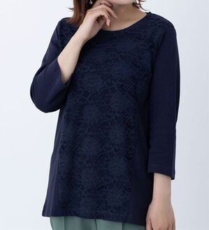 BELLUNA（ベルーナ）の「レース切替大人顔プルオーバー（カットソー）」｜ネイビー