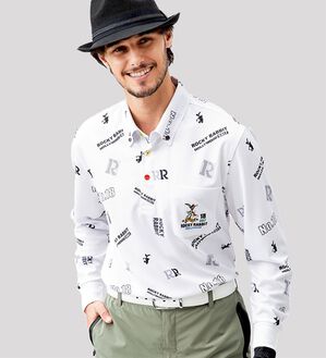 「【２枚組】＜ロッキーラビット＞ゴルフデザイン総柄ポロシャツ（メンズポロシャツ）」｜詳細画像