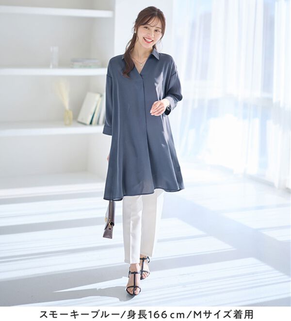 alotta（アロッタ）の「衿付きスキッパーとろみチュニックワンピース（チュニックワンピース）」｜詳細画像