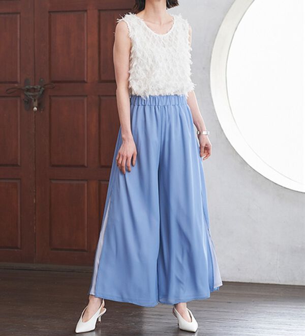 RANAN（ラナン）の「ひんやり！サイドスリットシフォンパンツ（フルレングスパンツ）」｜詳細画像