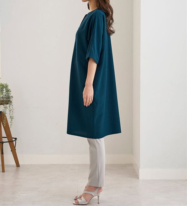 BELLUNA（ベルーナ）の「すっぽり体型カバー！麻調２ｗａｙワンピース（その他ワンピース）」｜詳細画像