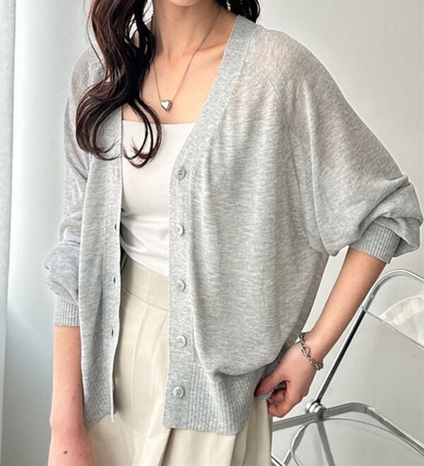 GeeRA（ジーラ）の「接触冷感！Ｖネックカーディガン（ニットカーディガン）」｜詳細画像