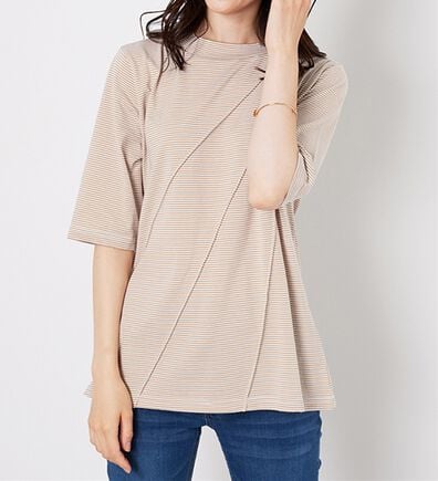 BELLUNA（ベルーナ）の「細ボーダータックデザインチュニック（チュニック）」