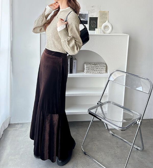 GeeRA（ジーラ）の「【再入荷】レイヤード風モチっと柔らかリブニット（ニット・セーター）」｜詳細画像