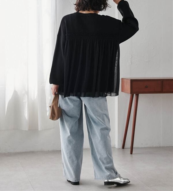 RANAN（ラナン）の「洗える！ビスチェ風チュールドッキングニット＜ムースタッチライト＞（ニット・セーター）」｜詳細画像