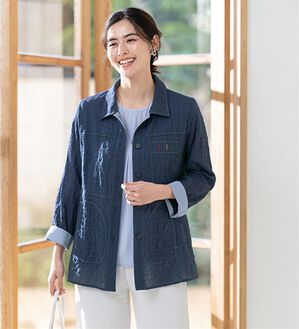 ルフラン（ルフラン）の「さらっと・涼　カラー刺しゅうジャケット（その他ジャケット）」｜ネイビー
