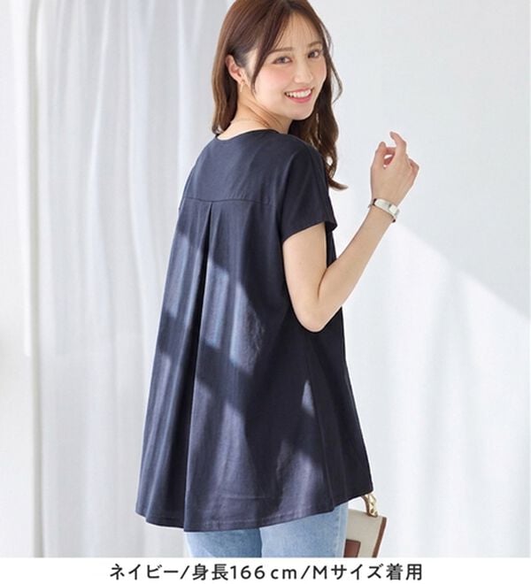 alotta（アロッタ）の「【接触冷感】細見え切替！ＡラインフレアチュニックＴシャツ（チュニック）」｜詳細画像