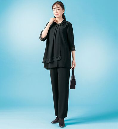 ルフラン（ルフラン）の「上品レース使いブラジャケパンツスーツ（ブラックフォーマル（喪服・礼服））」