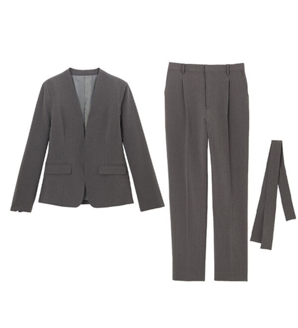 2点セット】選べるボトム！洗えて型くずれしないノーカラージャケット