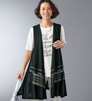 BELLUNA（ベルーナ）の「メッシュ切替グログラン使いベストアンサンブル（ベスト）」｜詳細画像