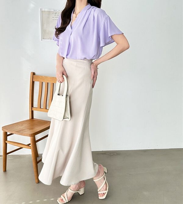 GeeRA（ジーラ）の「サラサラ涼しい！着やせも叶うフレアー袖ブラウス（ブラウス）」｜詳細画像