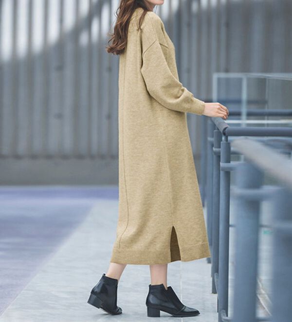 RANAN（ラナン）の「ディープキーネックニットワンピース（ニットワンピース）」｜詳細画像