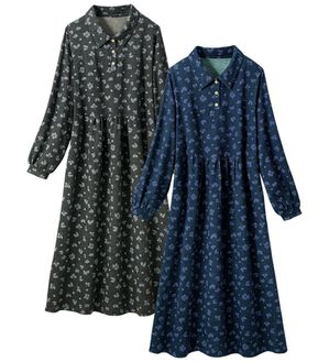 ルフラン（ルフラン）の「【２色組】小花柄衿付ロングワンピース（ロングワンピース）」｜詳細画像