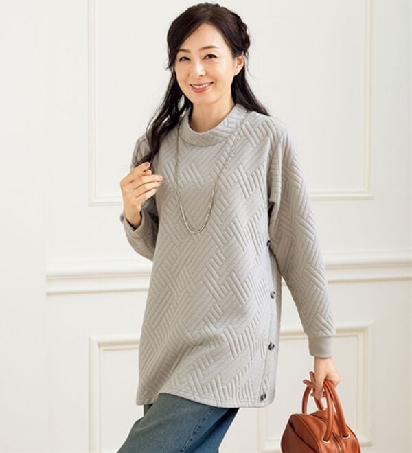 ルフラン（ルフラン）の「【３色組】ふくれジャカード釦使いチュニック（チュニック）」｜詳細画像