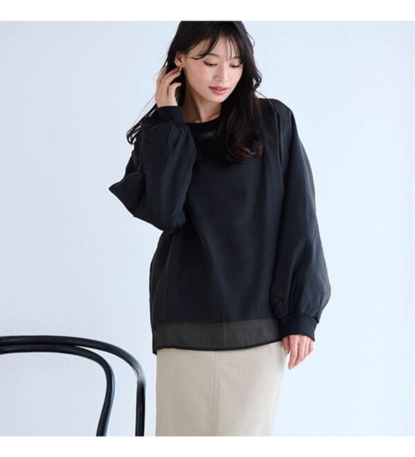 RANAN（ラナン）の「裏起毛シアー素材レイヤードスウェット（カットソー）」｜詳細画像