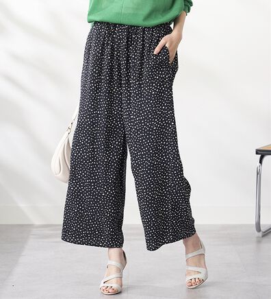 BELLUNA（ベルーナ）の「【選べる2丈！】ヒンヤリ！レーヨン素材プリントワイドパンツ（ワイドパンツ・ガウチョ）」