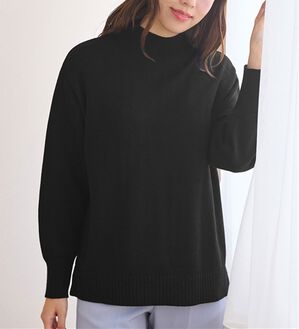 alotta（アロッタ）の「【３つの機能付】ハイネックニットプルオーバー（ニット・セーター）」｜ブラック