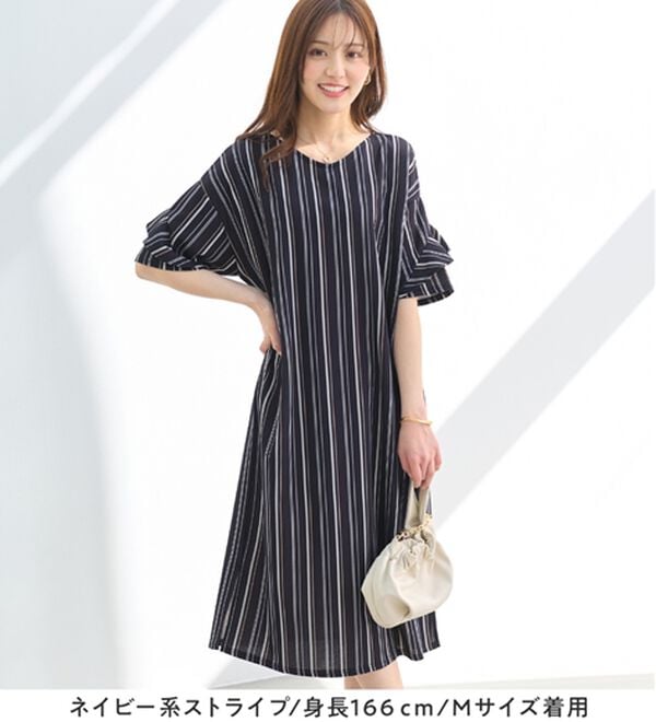 alotta（アロッタ）の「【４つの機能付】ひんやりフリル袖Ｔシャツワンピース（シャツワンピース）」｜詳細画像