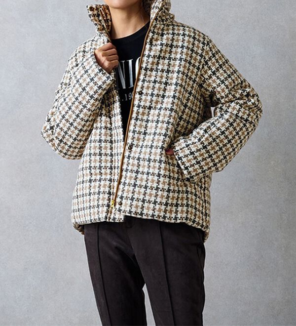 ボリューム衿ツイード調中わたジャケット - ベルーナ【公式】