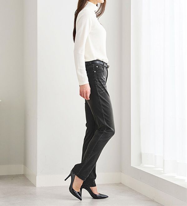 BELLUNA（ベルーナ）の「ふんわり裏起毛ストレッチデニムパンツ（フルレングスパンツ）」｜詳細画像