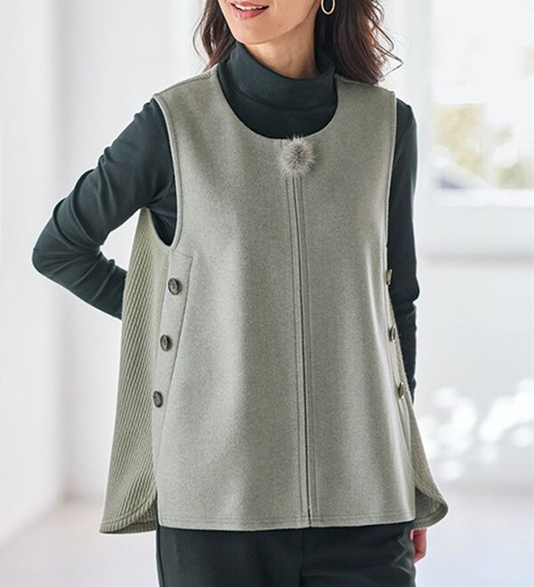 BELLUNA（ベルーナ）の「ミンクボール使いフェイクウールベスト（ベスト）」｜詳細画像